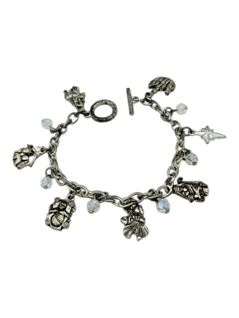 Nativity Charm Bracelet Christmas Vintage Silver Size 7.5”